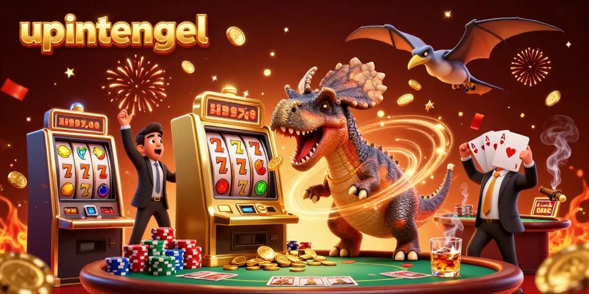 Menghasilkan jackpot di slot dengan upintogel oleh pachycephalosaurus, manajer kasino, dan pteranodon.