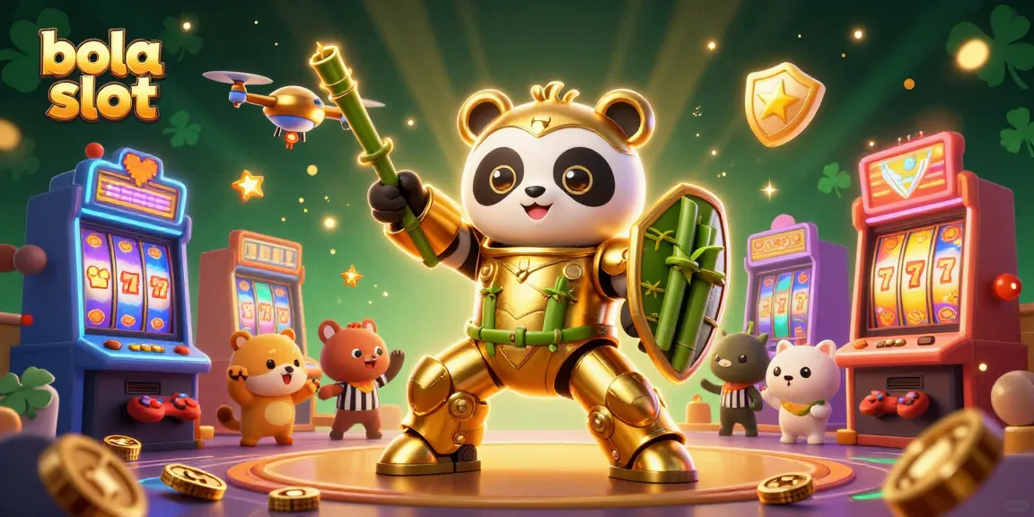 Experience the thrill of bola slot with dynamic visuals of a 3D golden panda in battle!