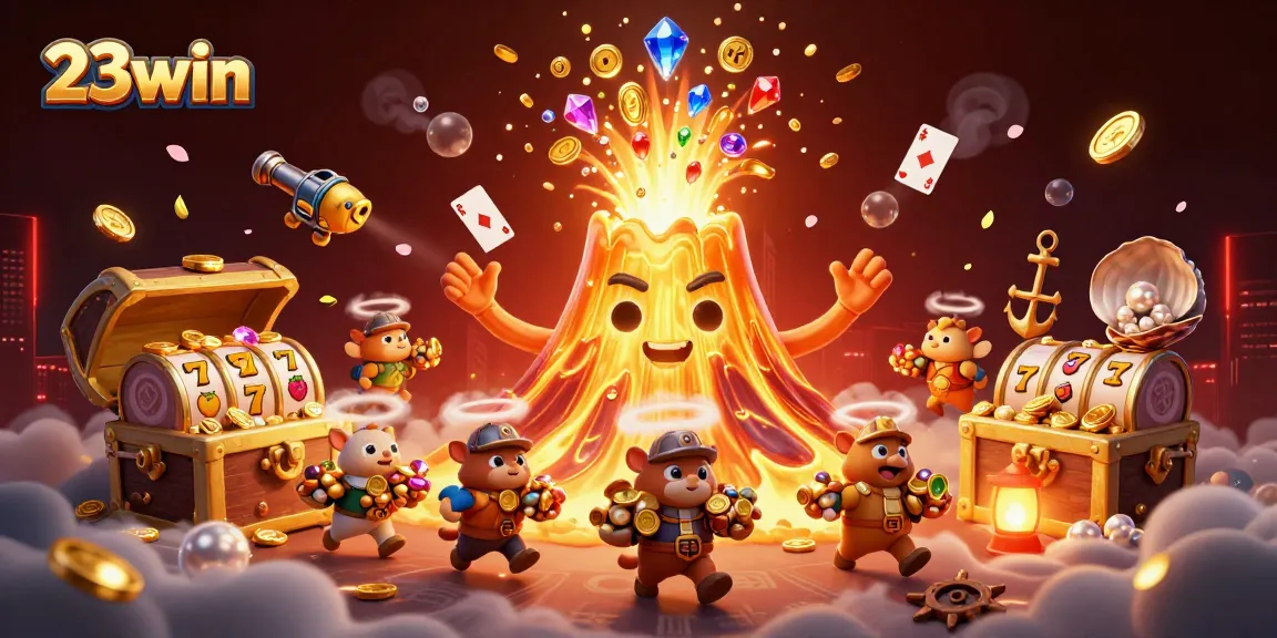 Join 23win for an exhilarating treasure hunt in a vibrant casino-themed adventure filled with gold and excitement!