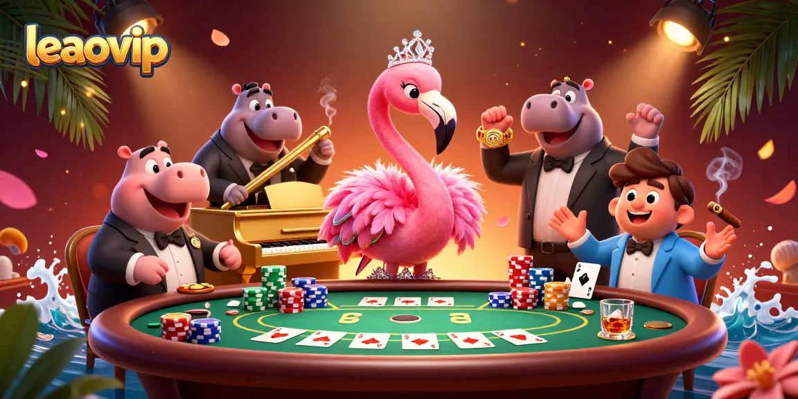 Experience thrilling casino entertainment with leaovip featuring colorful poker elements and lively characters in a vibrant scene.