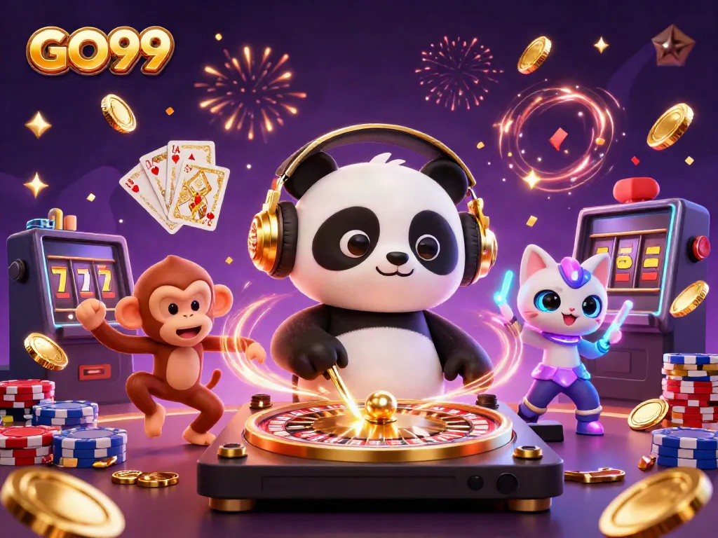 Experience thrilling gameplay at GO99 with lively characters and vibrant casino elements.