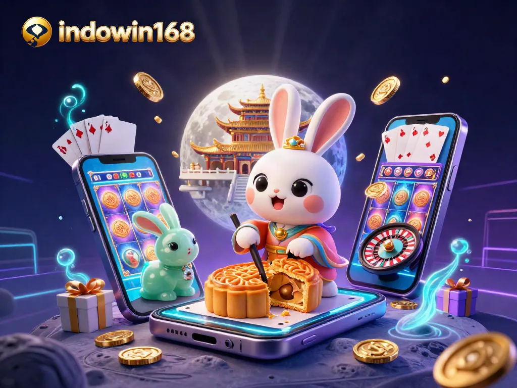 Join the excitement at indowin168 with a vibrant scene showcasing mobile gaming and luck!