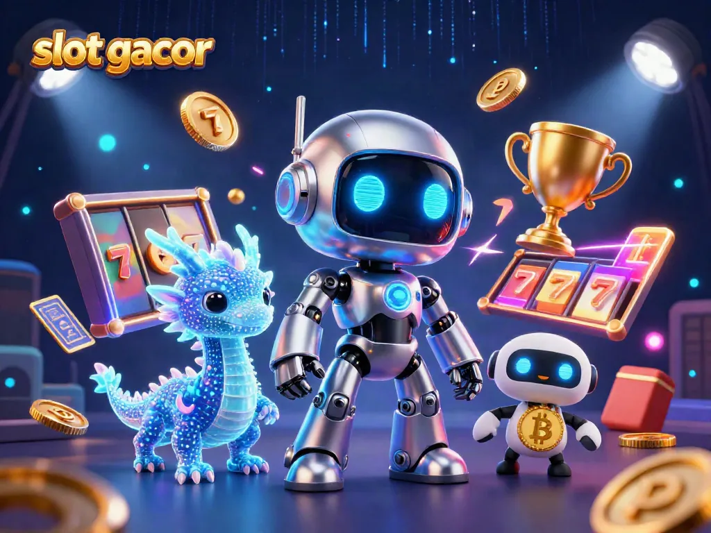 Experience the thrill of slot gacor with engaging characters and dazzling casino elements in a vibrant 3D illustration.
