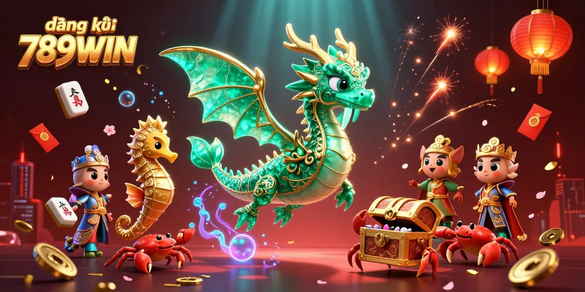 Engage with captivating gaming visuals in đăng ký 789WIN, showcasing emerald sea dragons and dynamic casino elements.