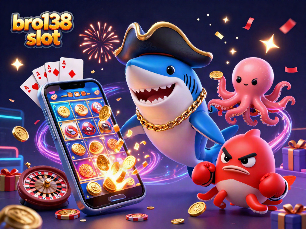 Spin the bro138 slot for fun, featuring cartoon characters and exciting gaming elements.