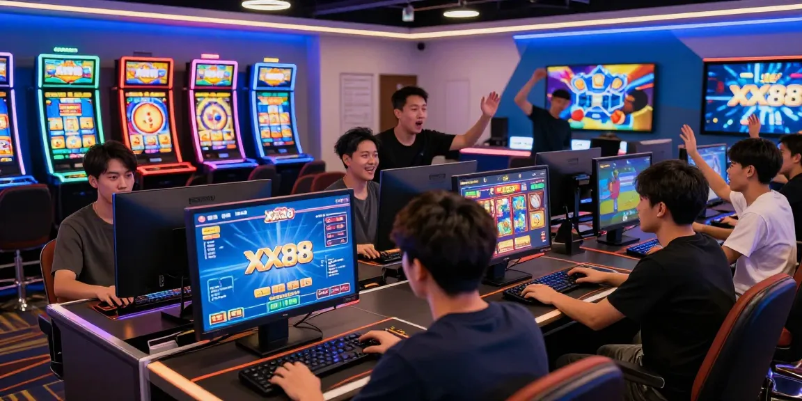 Players engaging with various games at XX88 online casino showcasing vibrant atmosphere