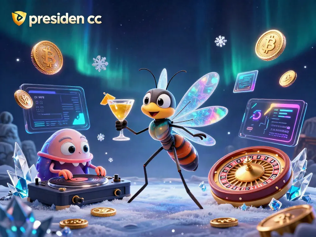 Experience vibrant gaming at presiden cc with animated casino characters and crypto elements.