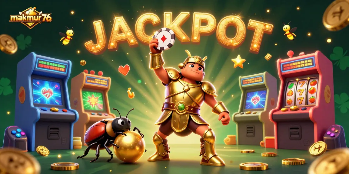 Experience the thrill of makmur76 with a vibrant 3D cartoon illustration showcasing gaming excitement.