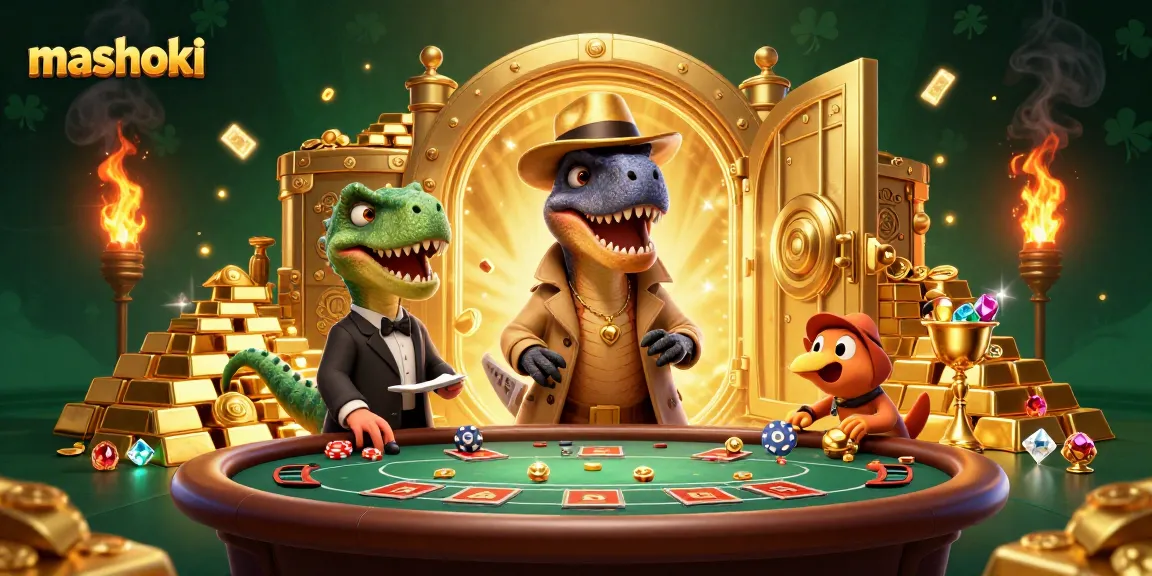 Engage with the thrilling mashoki blackjack scene featuring a clever velociraptor and suspicious pit boss.
