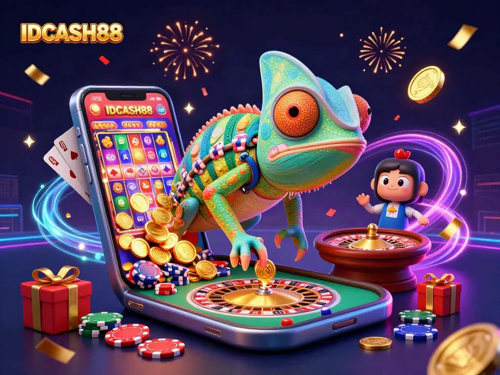 Experience thrilling gameplay with IDCASH88, the vibrant casino scene fueled by golden coins and captivating slot games.