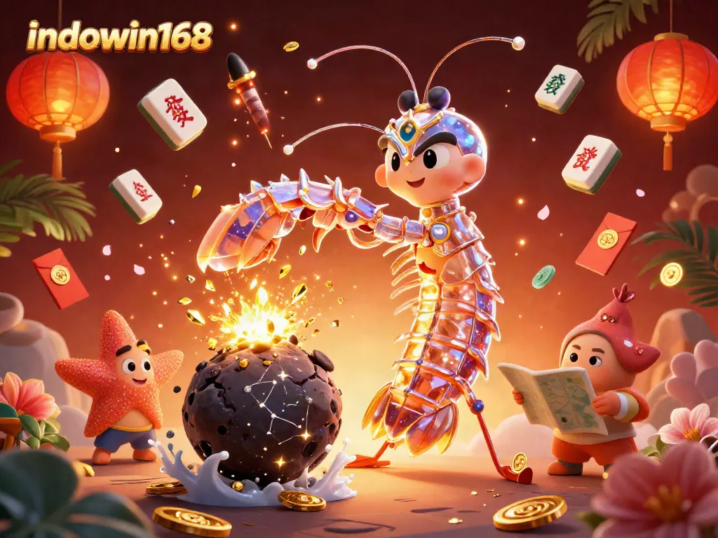 Menyingkap hadiah dalam slot indowin168 dengan gambar warna-warni kekayaan dan kesenangan.