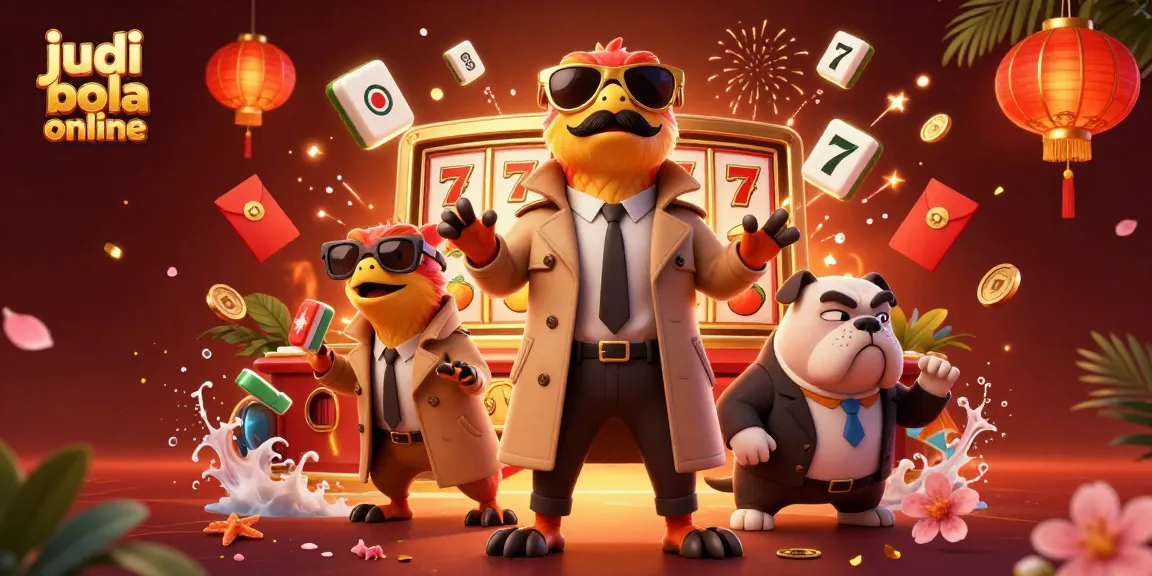 Experience judi bola online with animated raptors in a humorous casino scene.