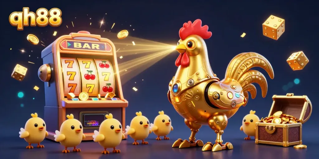 Experience the excitement at qh88 with a golden rooster robot and jackpot surprises.