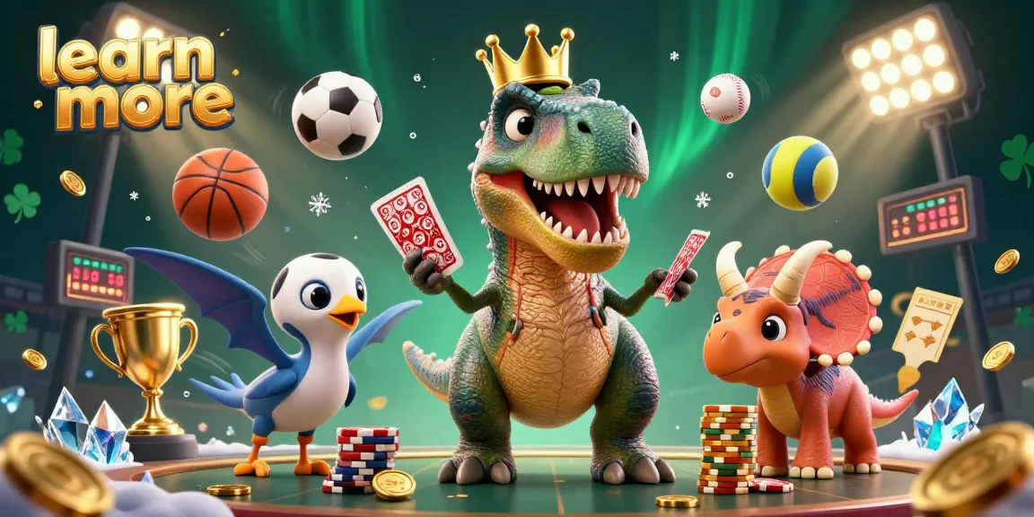 Learn more strategies in sports betting as a T-Rex shuffles cards and a pterodactyl assists.