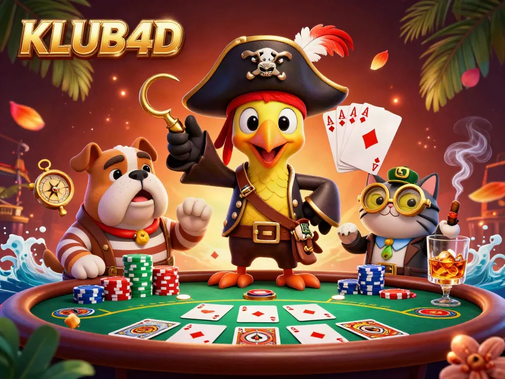 Menangkan di meja poker KLUB4D bersama karakter unik dan atmosfer kasino yang mengesankan.