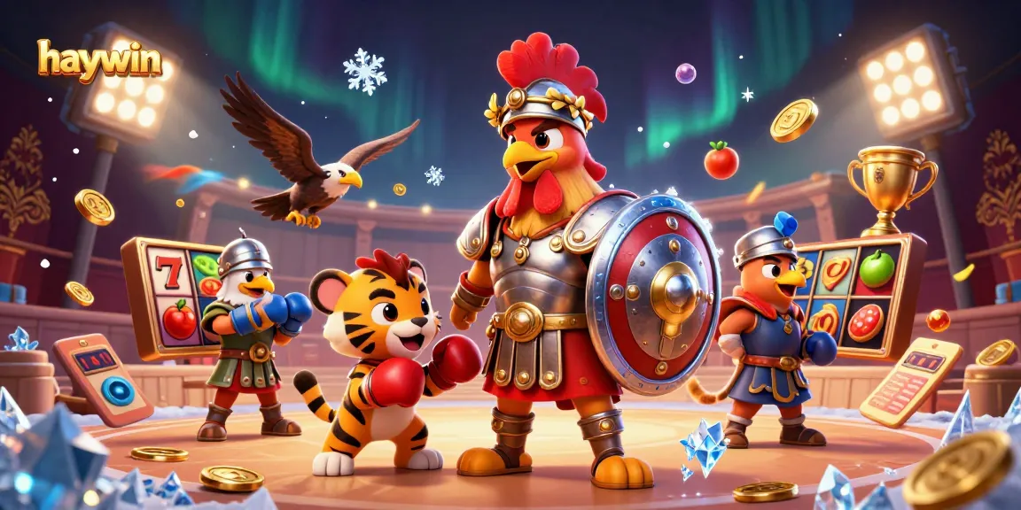 Enter the thrilling world of haywin with an epic rooster gladiator and casino elements!