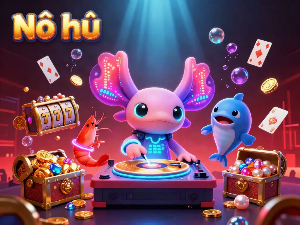 Play to win on Nổ hũ with vibrant underwater casino elements, featuring unique game characters.