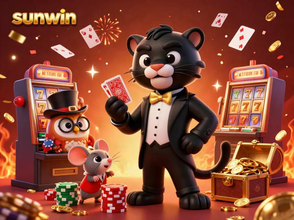 Experience captivating gameplay with sunwin, featuring stylish characters and vibrant casino elements.