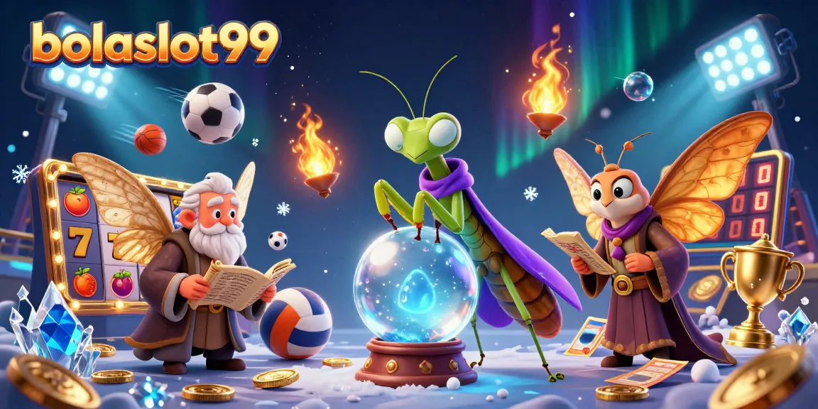 Engage with bolaslot99 through a vibrant 3D casino scene showcasing fortune tellers and thrilling slot game action.