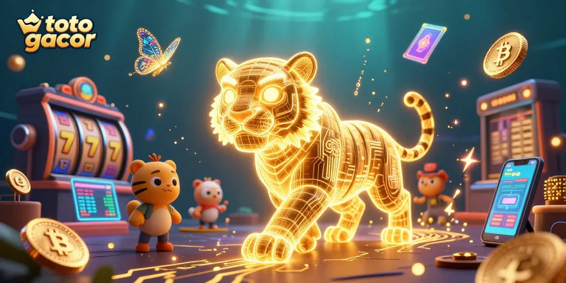 Menggiring keberuntungan dengan toto gacor di kasino digital yang penuh simbol slot dan jackpot.