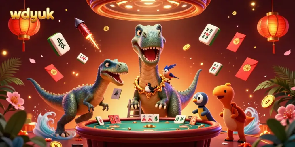 Engage in thrilling gameplay at wdyuk with a vibrant casino scene featuring fun characters and festive elements.