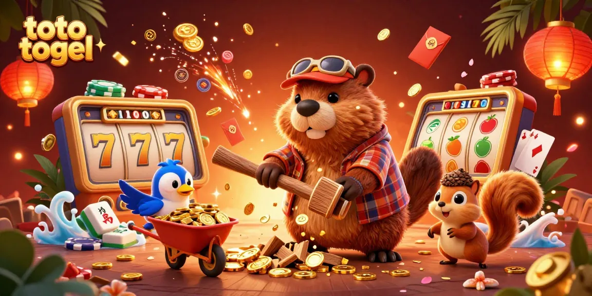 Menyaksikan toto togel dengan beaver yang memotong pohon menghasilkan koin emas dan karakter menarik lainnya.