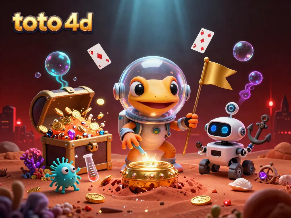 Experience the thrill of toto 4d with a Martian gecko discovering a treasure-laden casino!