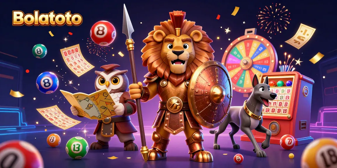 Experience the excitement of Bolatoto with vibrant lottery elements and animated characters.