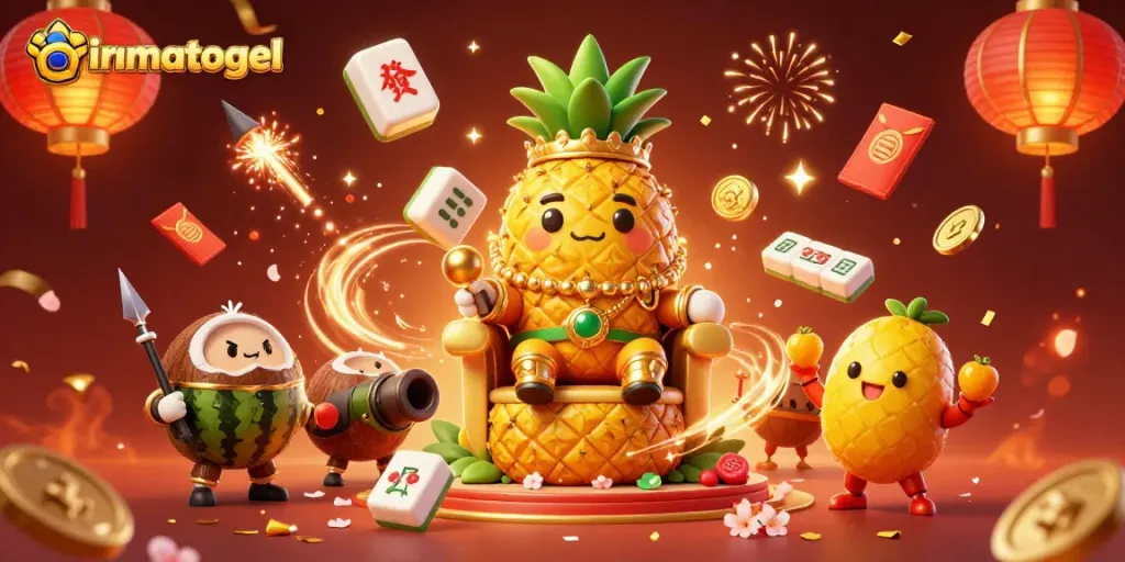 Engage with the vibrant spirit of iramatogel, where a golden pineapple king rules a casino kingdom filled with festive elements.