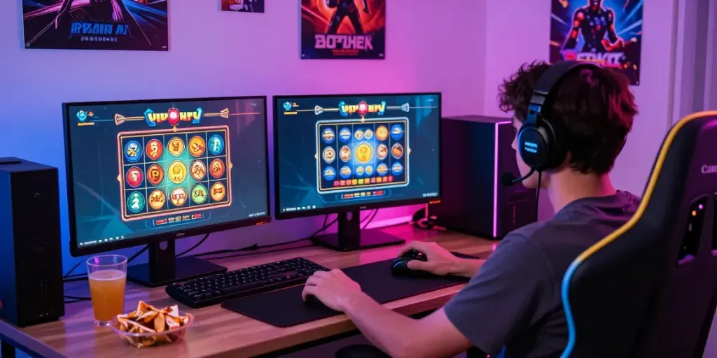Pengguna alexistoto memainkan permainan togel online di ruang gaming modern.