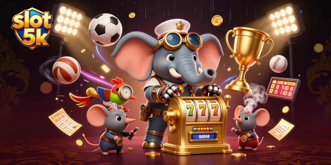 Experience excitement with slot 5k in this dynamic 3D casino scene featuring vibrant game elements.