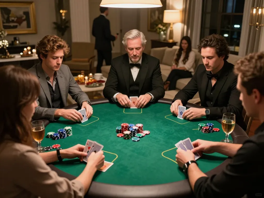 79king players enjoying intense poker gameplay with chips and cards in a social setting