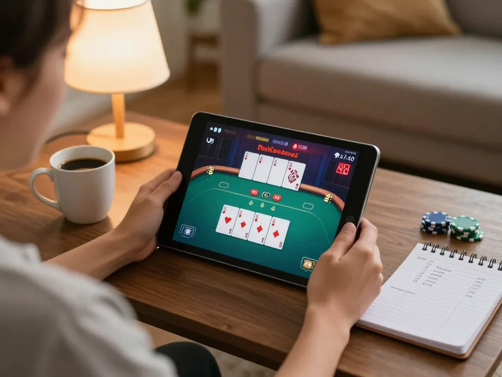 ligasedayu login on tablet during online poker session in a cozy living room