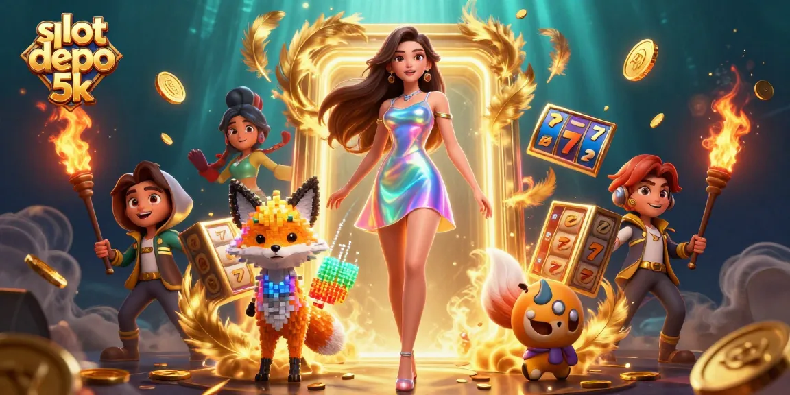 Mainkan permainan slot depo 5k yang mendebarkan dengan visual yang cerah dan elemen yang menarik dalam ilustrasi menakjubkan ini.