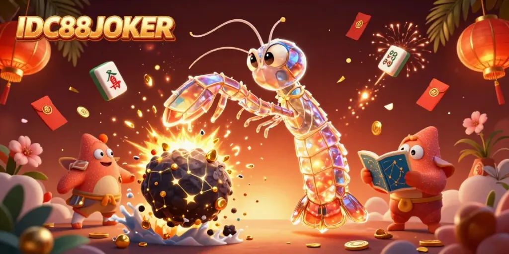 Experience the excitement of IDC88JOKER's gaming universe with battle-ready characters amidst golden rewards.