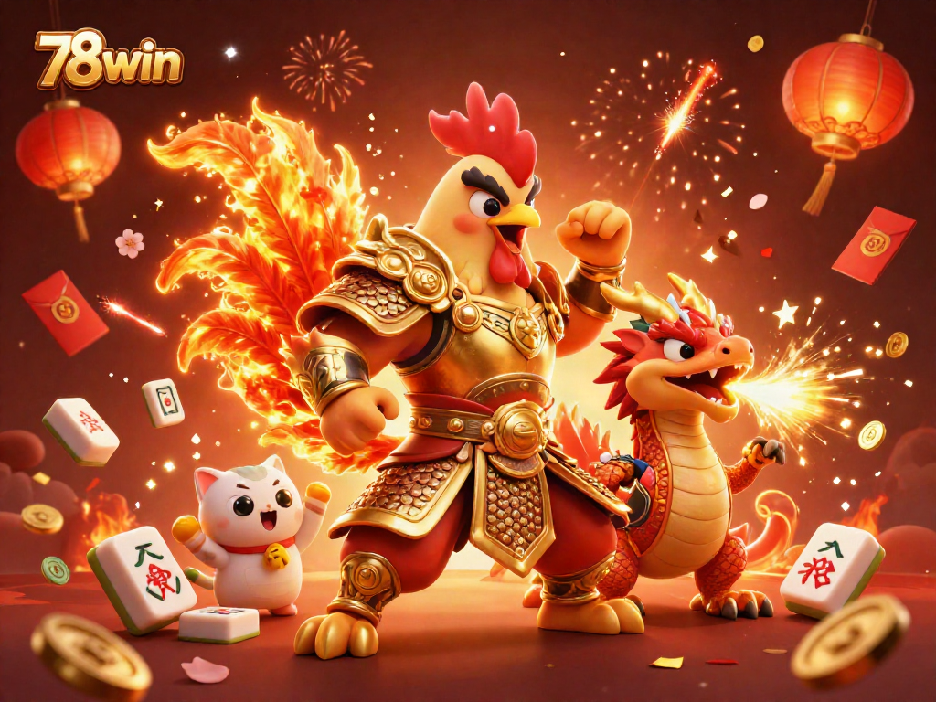 Experience the thrill of 78win's casino with a dynamic 3D cartoon fighting scene, showcasing vibrant gaming elements.