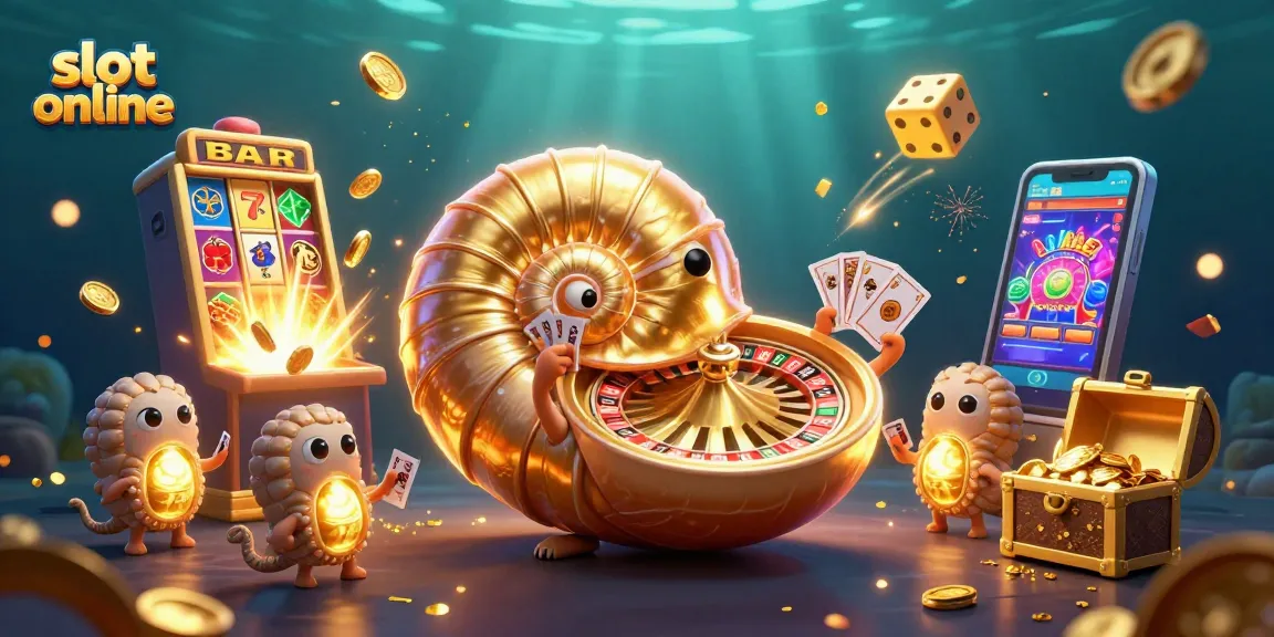 Permainan slot online yang menarik dengan jackpot dan simbol keberuntungan yang terbang di sekitarnya.