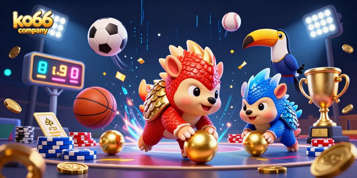 Compete with the ko66 company pangolins rolling golden balls past poker chips, revealing an exciting scene.