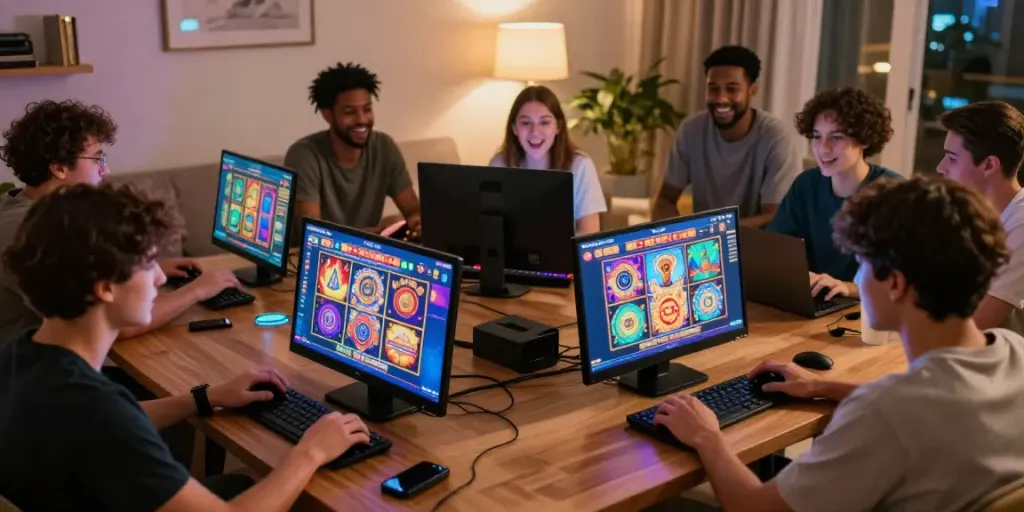Pengguna AHHA4D bermain slot online bersama, menciptakan suasana permainan yang seru dan interaktif.