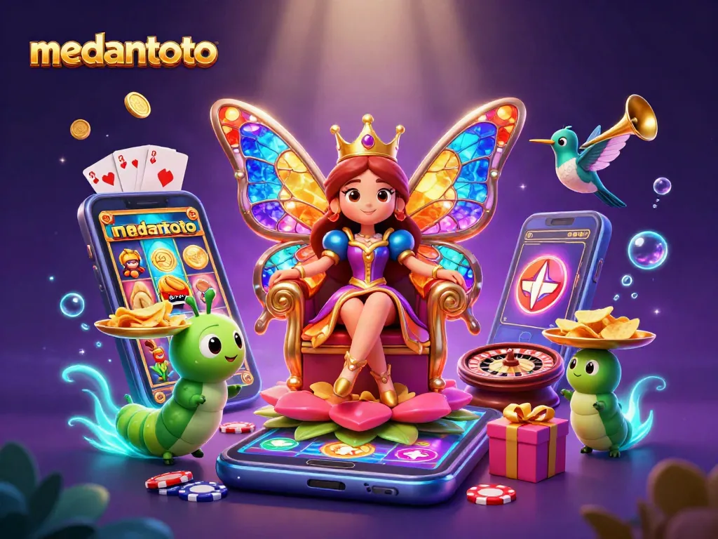 Medantoto menghadirkan permainan slot berwarna-warni dengan ratu kupu-kupu yang megah dan efek bercahaya