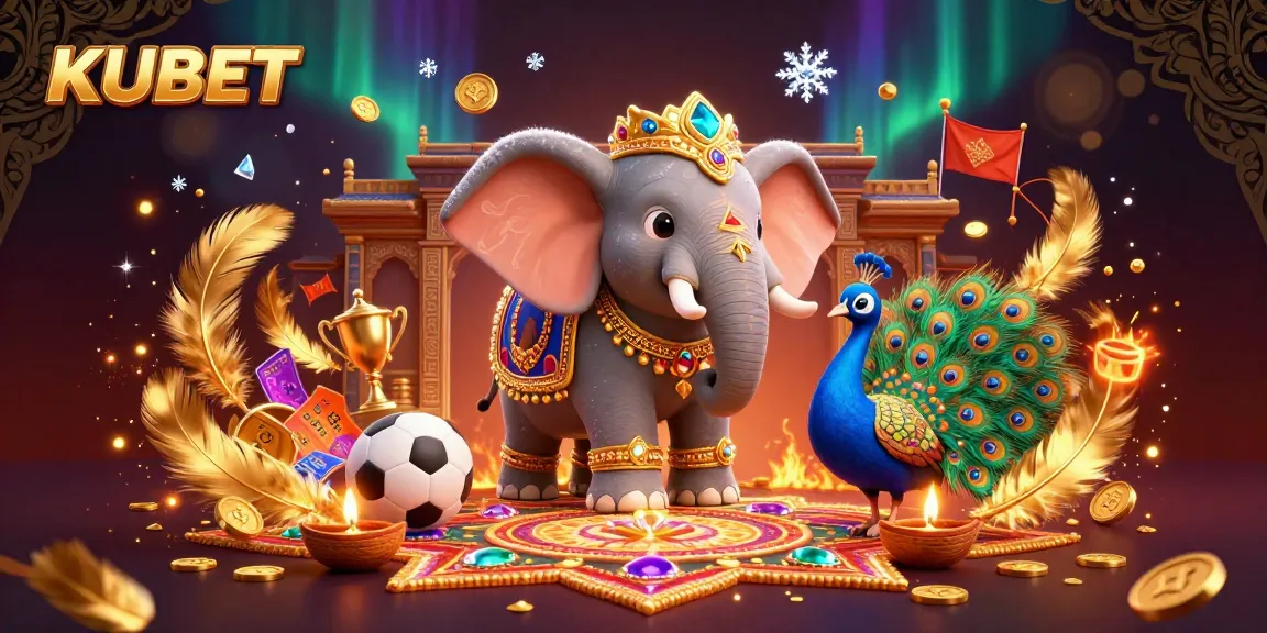 KUBET mempersembahkan gajah berhiaskan emas dengan latar taruhan olahraga yang dinamis.