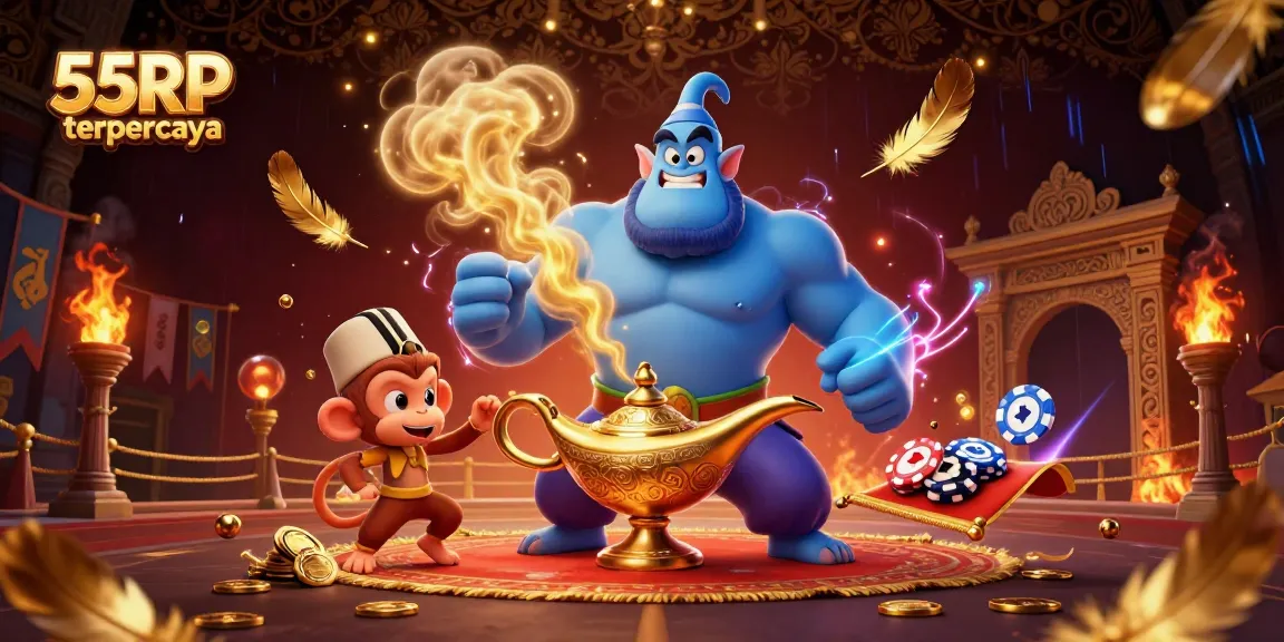 Experience the excitement with 55RP terpercaya as the blue genie, monkey, and magic carpet bring the casino to life.