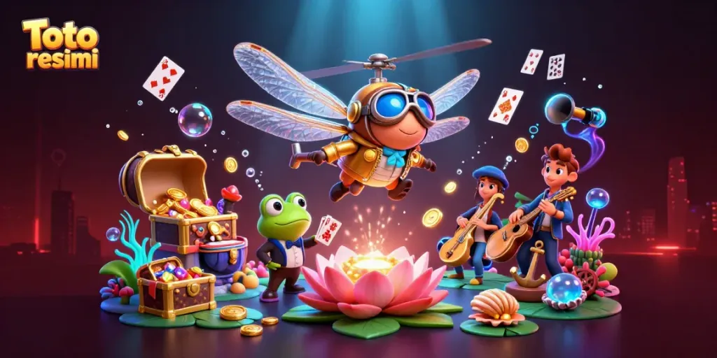 Experience the excitement of Toto resmi as a dragonfly pilot and frog croupier collaborate at a lily pad casino.